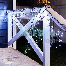 Гирлянда Айсикл (бахрома) светодиодный, 2,4 х 0,6 м, черный провод, 230 В, диоды белые, 88 LED Neon-night