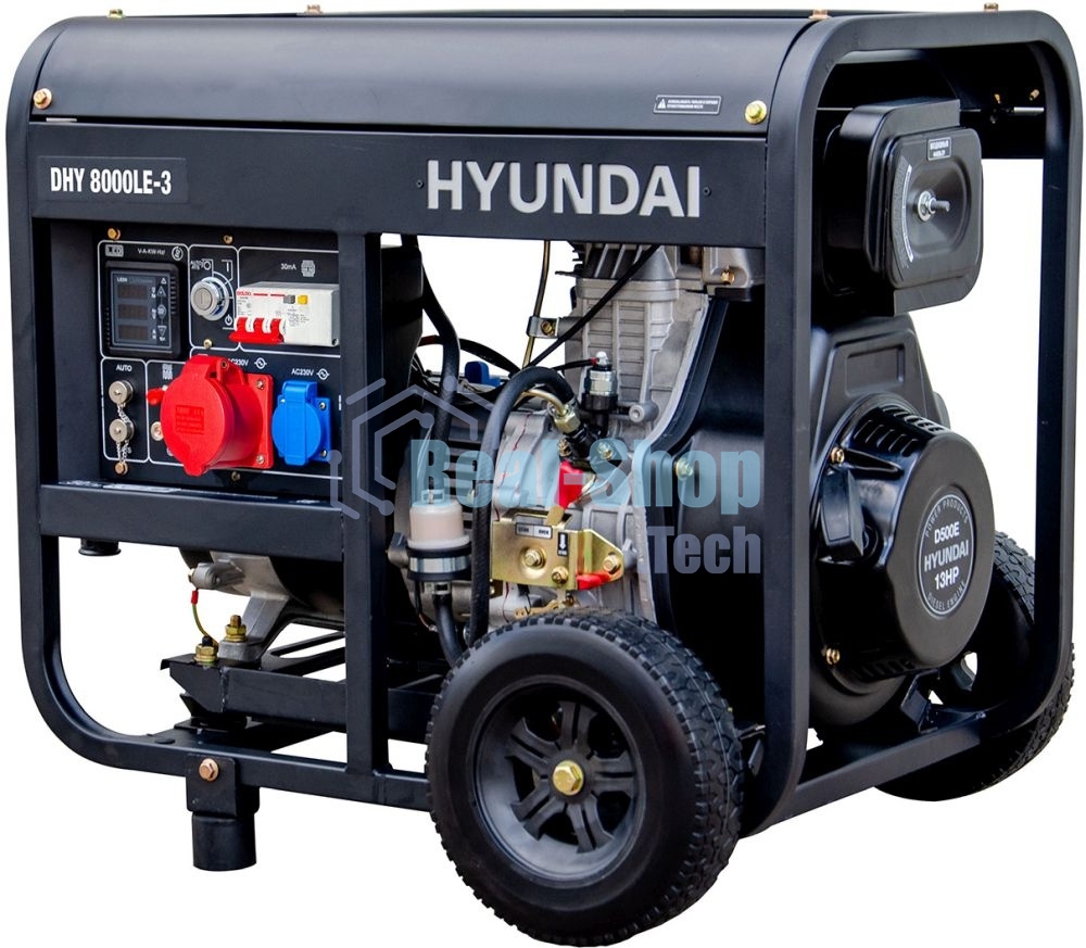 Электрогенератор дизельный Hyundai DHY 8000LE-3, 6.5 кВт, 79 дБ, 111 кг