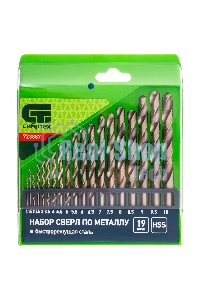 Набор сверл по металлу Сибртех, 1-10 мм (через 0,5 мм), HSS, 19 шт.,пластик.коробка цил. хвостовик