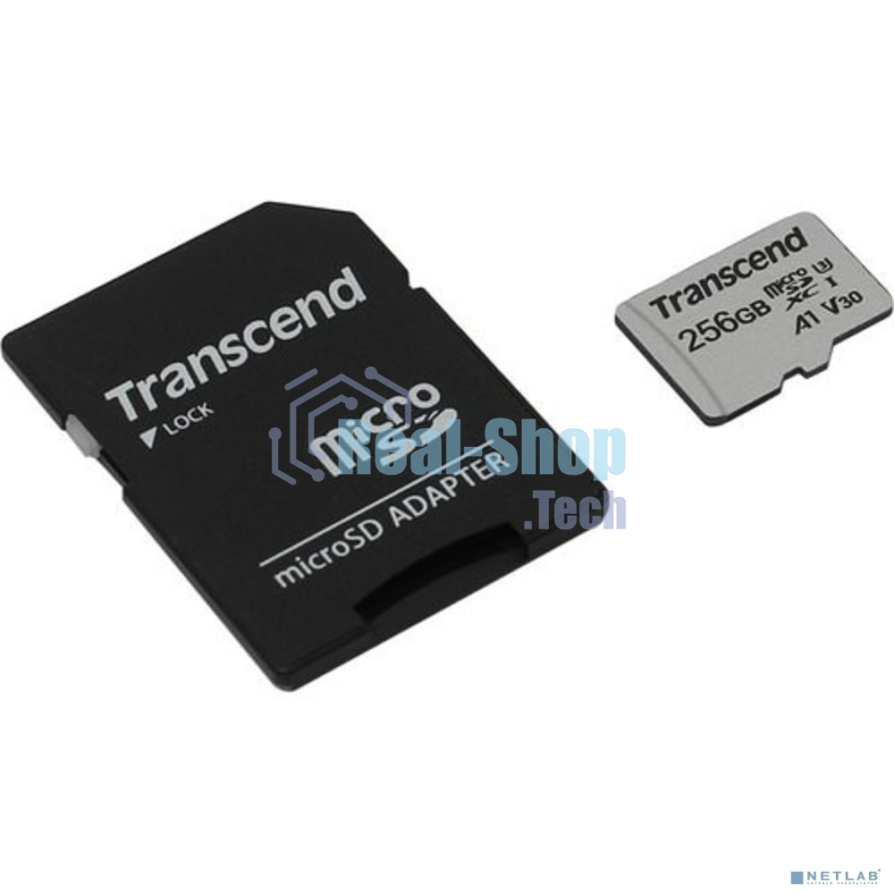 Флеш карта microSD 256Gb Transcend microSDXC Class 10 UHS-I U3, V30, A1, (SD адаптер), TLC