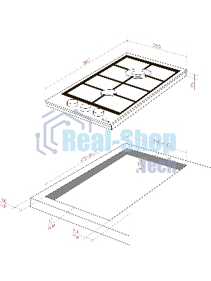Газовая варочная панель MONSHER MSG 33 Noir, газ, High-Tech, 29 см, автоматический электроподжиг, газ-контроль, форсунки под сжиженый газ, SABAF конфорки, чугунные решетки, черный