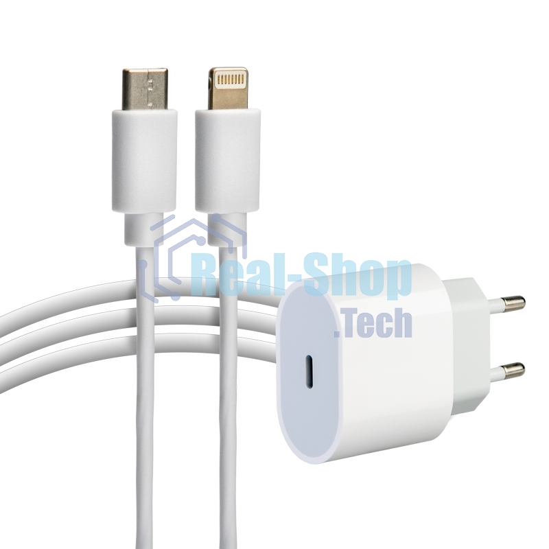 Сетевое зарядное устройство Rexant USB-C, 20Вт в комплекте с кабелем USB-C – Lightning