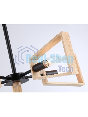 Светильник Ambrella light TR80495/5 BK/LW черный/светлое дерево E14/5 max 60W D620*430