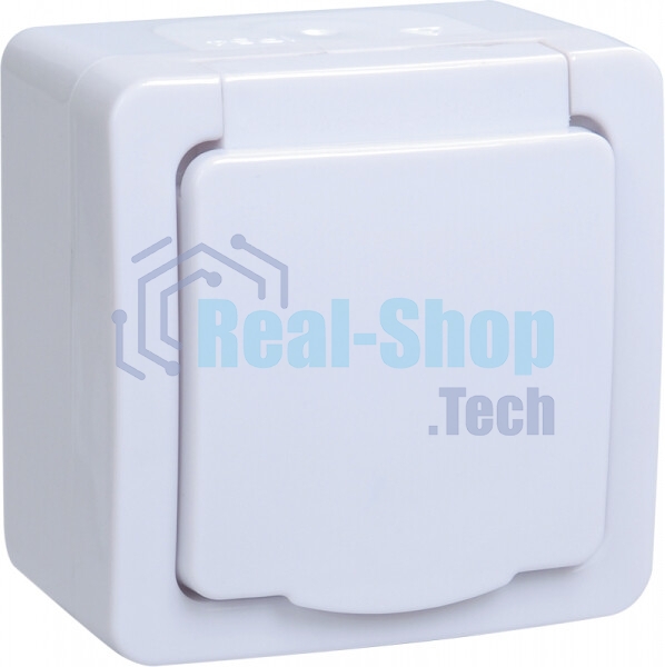 Розетка одноместная IEK ERMP12-K01-16-54-EC РСб20-3-ГПБб роз.1м с з/к о/у IP54 (цвет крышки:белый) ГЕРМЕС PLUS