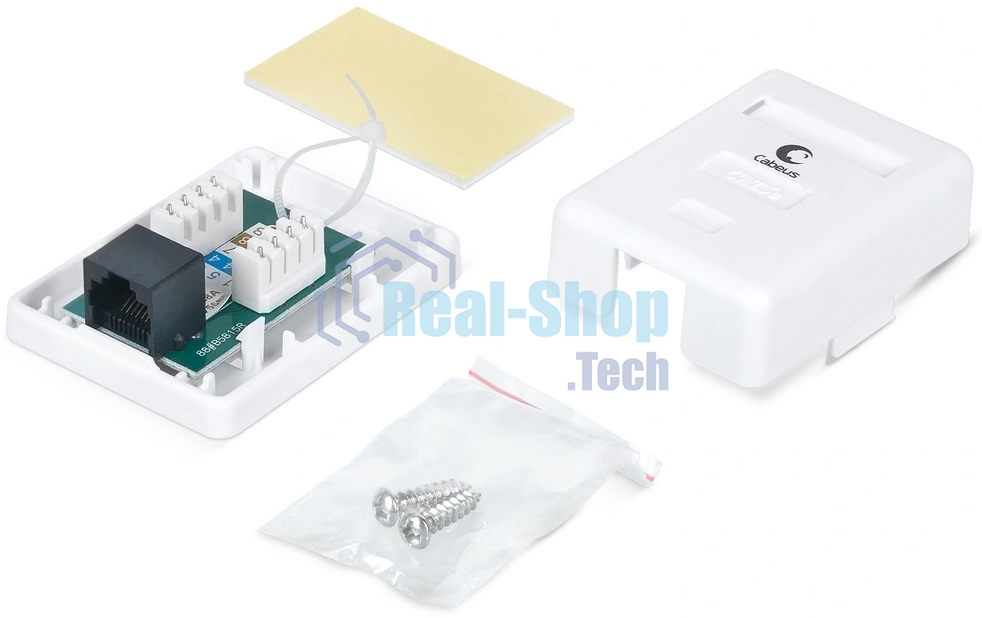 Розетка компьютерная Cabeus WS-8P8C-Cat.5e-1 RJ-45, категория 5e, одинарная, внешняя, Dual IDC