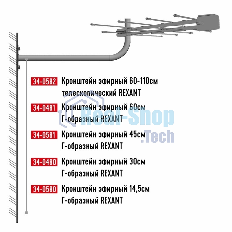 Кронштейн эфирный Rexant 60 см Г-образный