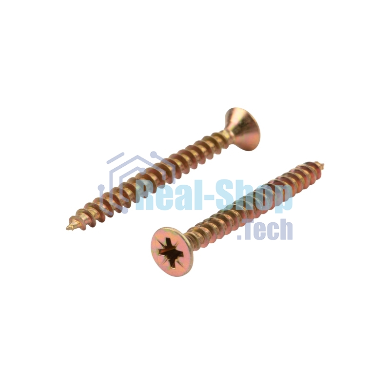 Саморез универсальный Kranz 5х50, желтый цинк, короб (100 шт./уп.)