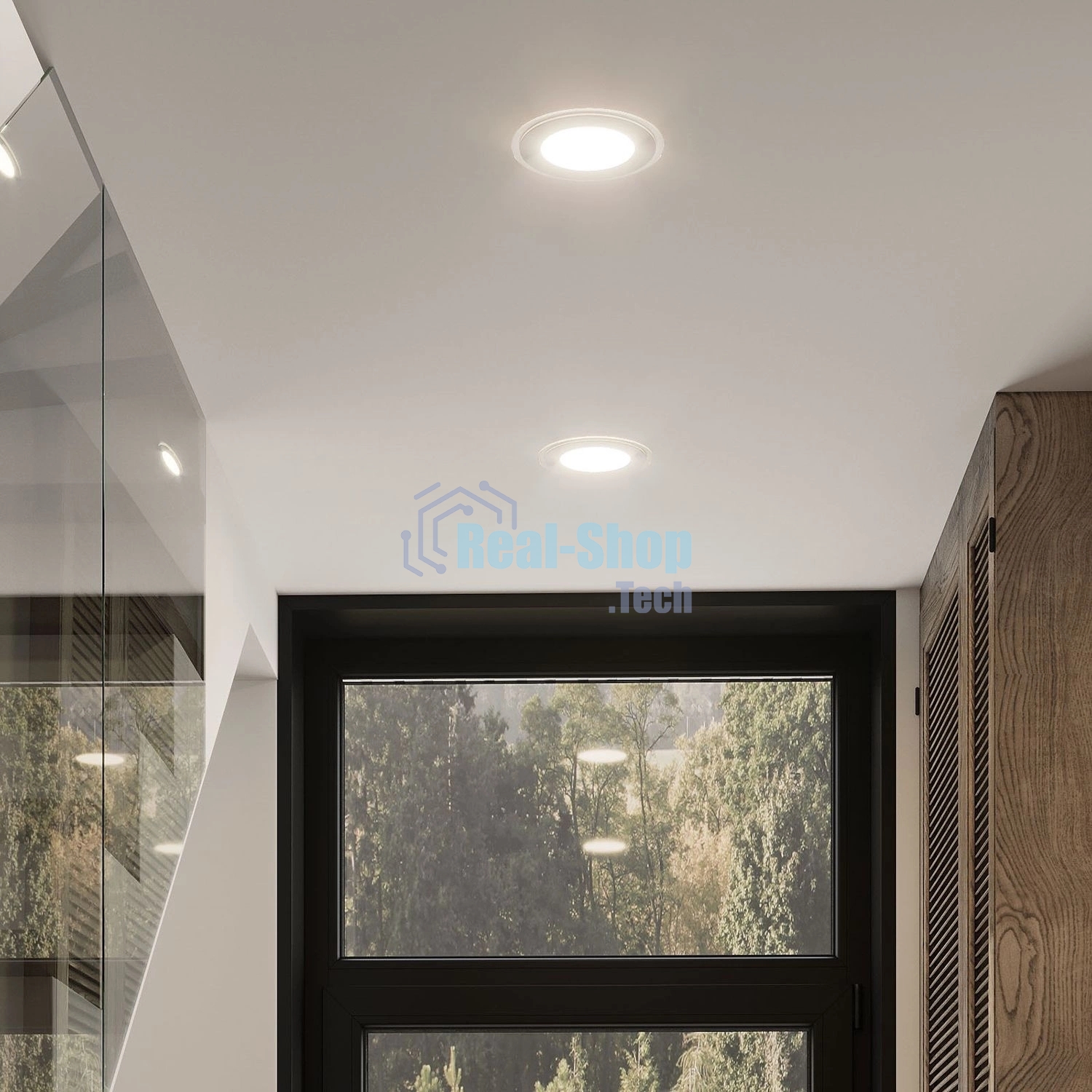 Светильник Glass круг 18W 1390lm 3000K 220-240V IP20 монт Ø155 200x35 с дек стеклом LED