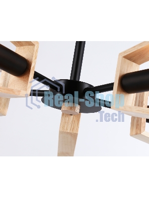 Светильник Ambrella light TR80495/5 BK/LW черный/светлое дерево E14/5 max 60W D620*430