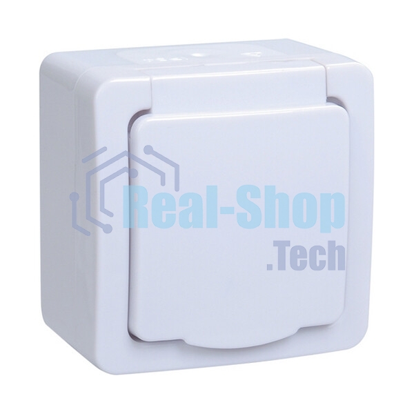 Розетка одноместная IEK ERMP12-K01-16-54-EC РСб20-3-ГПБб роз.1м с з/к о/у IP54 (цвет крышки:белый) ГЕРМЕС PLUS