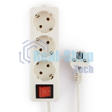 Сетевой фильтр Гарнизон ELB-G3-W-5, 3 евророзетки с выключателем и заземлением, допустимый ток 16А, длина 5 м.