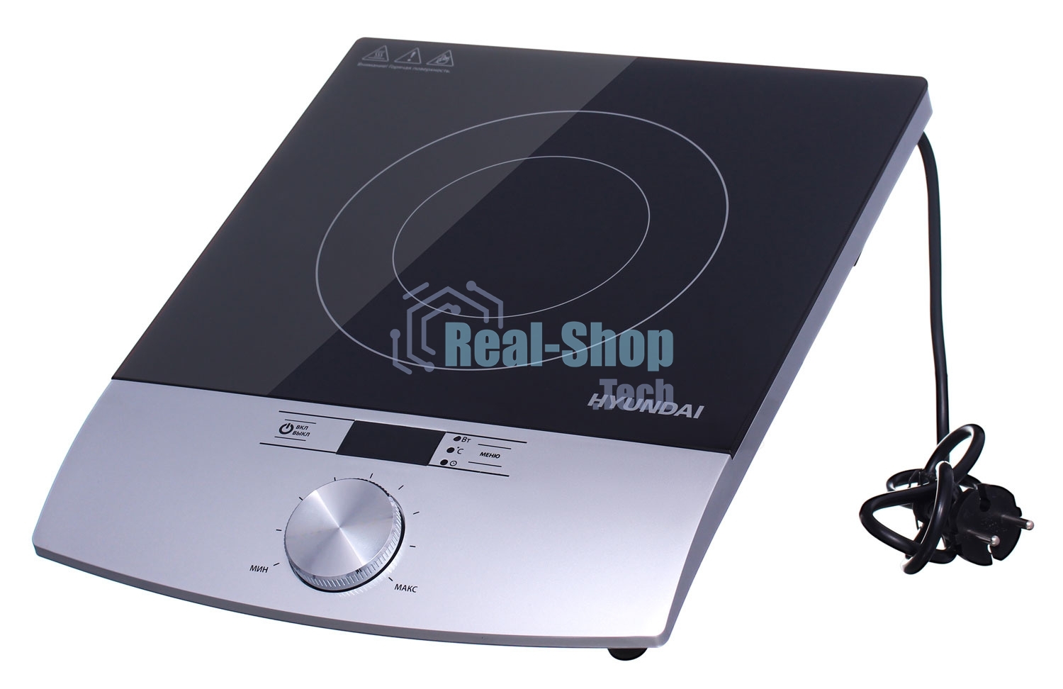 Плита настольная электрическая Hyundai HYC-0102 серебристый/черный стеклокерамика (настольная)