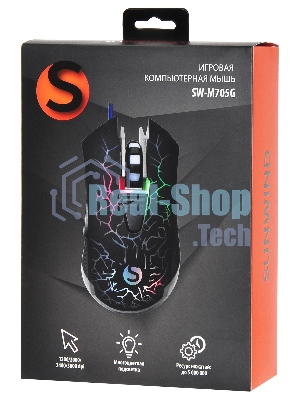 Мышь проводная SunWind SW-M705G черный, 3600 dpi, USB, кнопки - 6