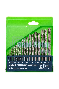 Набор сверл по металлу Сибртех, 1-10 мм (через 0,5 мм), HSS, 19 шт.,пластик.коробка цил. хвостовик