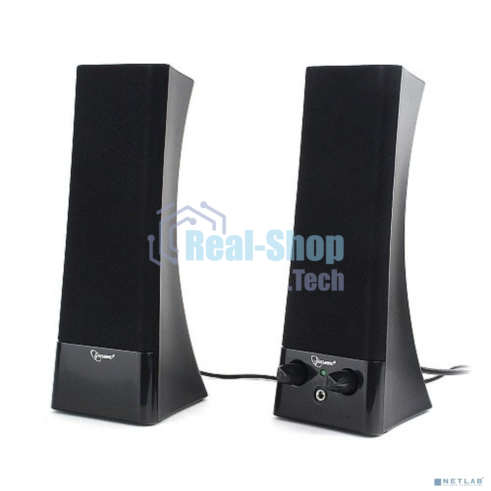 Акустическая система 2.0 Gembird SPK-500, черный, 6 Вт, рег. громкости, разъем для наушников, питание от сети