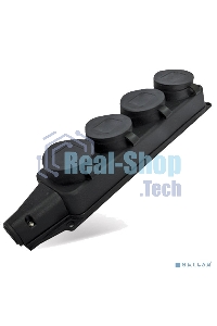 Розетка четырехместная настенная с заглушками c заземлением каучук 16А 250В IP44 (1029)