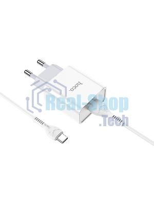 Зарядное устройство Hoco 10.5Вт, 2.1А, 1хUSB + кабель USB/Type-C 1м, C81A, белый, блистер