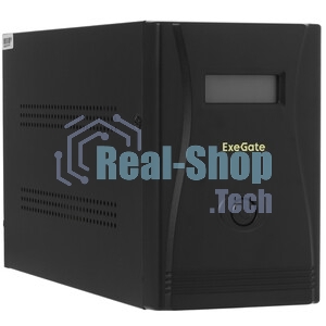 Источник бесперебойного питания ExeGate Smart LB-1000.LCD.AVR.2SH (1000VA/650W, LCD, AVR, 2*Schuko, батарея 12V 9Ah, черный)