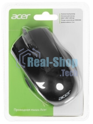 Мышь проводная Acer OMW020 черный, 1600 dpi, USB, кнопки - 4