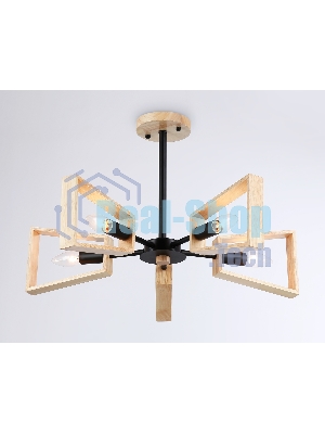 Светильник Ambrella light TR80495/5 BK/LW черный/светлое дерево E14/5 max 60W D620*430