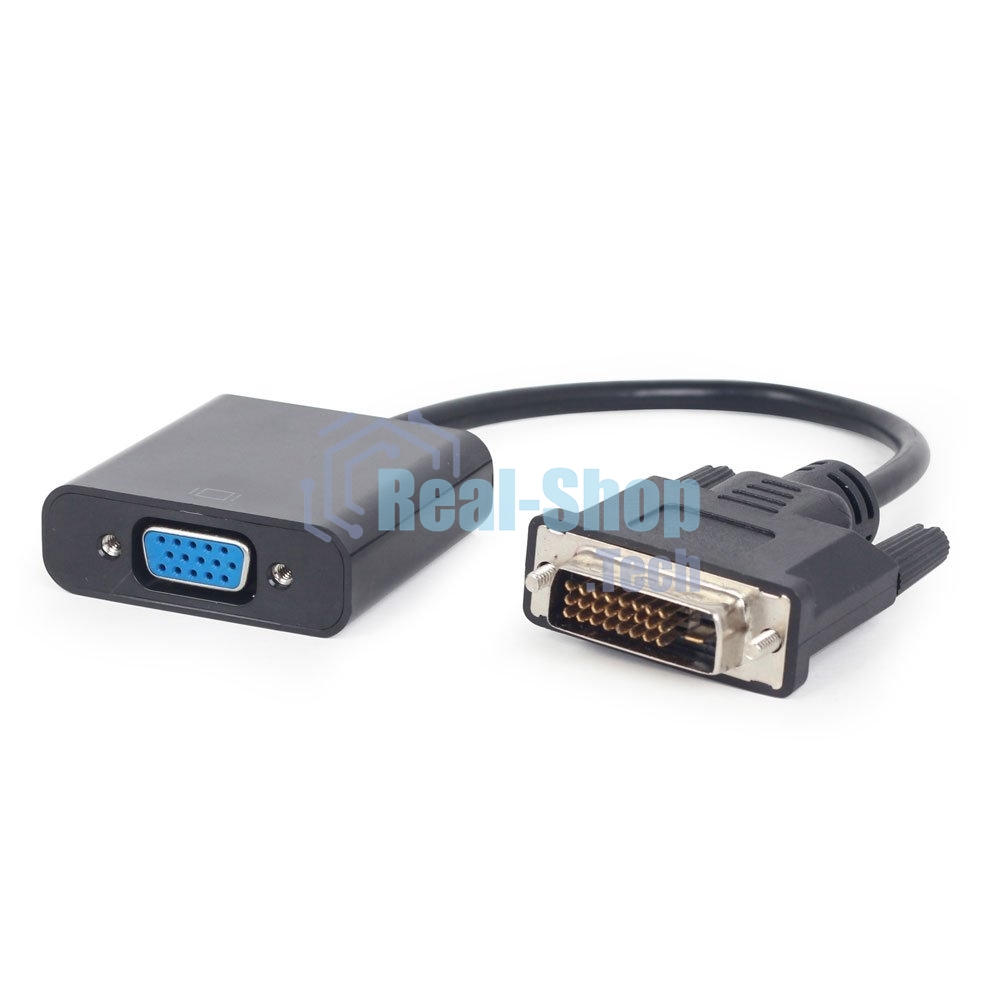 Переходник DVI-D-VGA Cablexpert A-DVID-VGAF-01, 25M/15F, кабеля 0,2м, черный, пакет