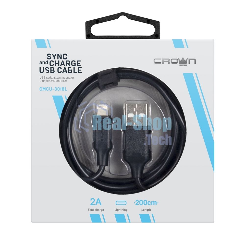 Кабель Crown USB - Lightning CMCU-3018L черный