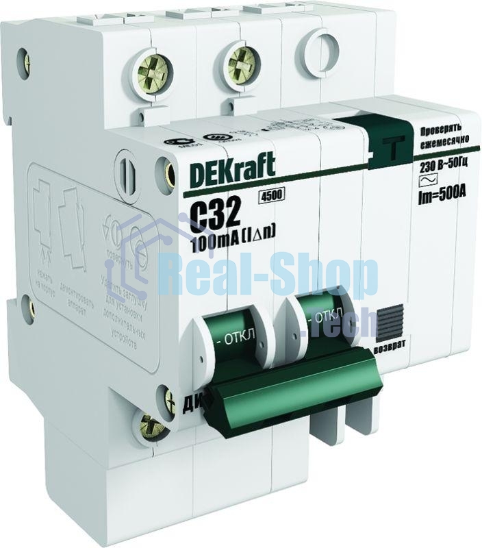 Выключатель автоматический дифференциального тока со встроенной защитой от сверхтоков DEKraft 1п+N 20А 30мА AC C ДИФ-101 SchE 15158DEK