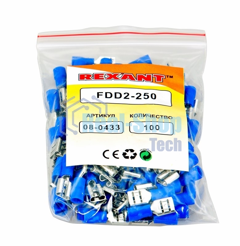 Клемма плоская Rexant изолированная гнездо 7.4 мм 1.5-2.5 мм² (РПи-м 2.5-(6.3)/РПИм 2-250)