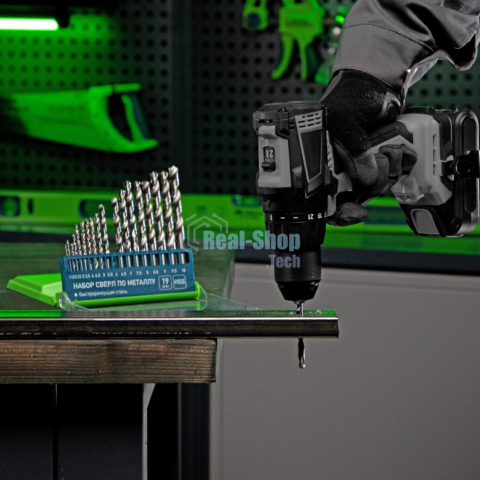 Набор сверл по металлу Сибртех, 1-10 мм (через 0,5 мм), HSS, 19 шт.,пластик.коробка цил. хвостовик