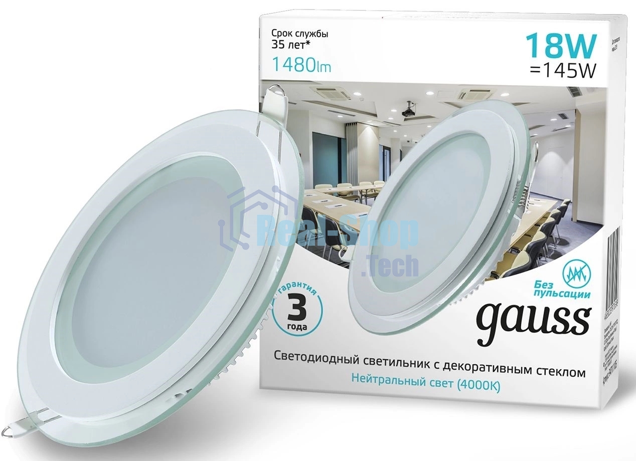 Светильник Gauss 18Вт 4000K цв.св.:белый нейтральный белый