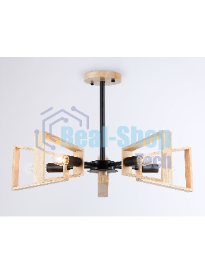 Светильник Ambrella light TR80495/5 BK/LW черный/светлое дерево E14/5 max 60W D620*430