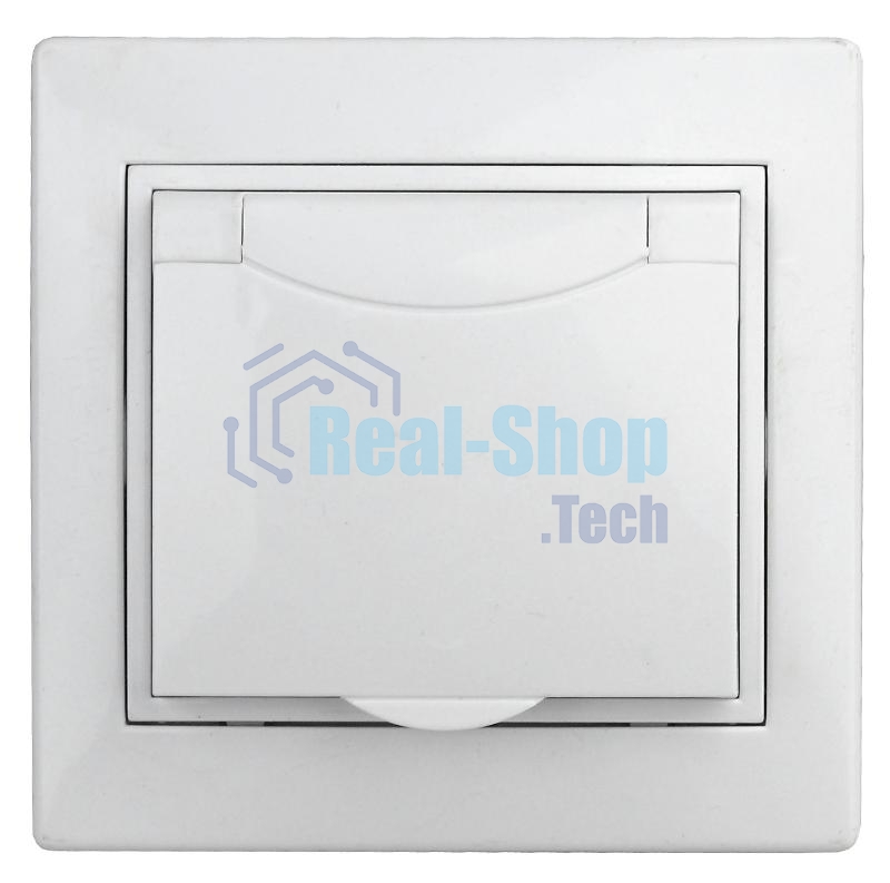 Розетка СП Plano 2P+E Schuko 1Э-203-01 16А-250В с защ. крышкой бел. Intro Б0038829