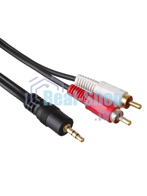 Кабель аудио Exegate 3.5мм Jack M - 2xRCA M 2м позолоченные разъемы