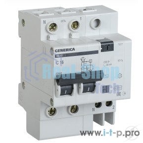 Выключатель автоматический дифференциального тока Iek MAD15-2-016-C-030 АД12 2Р 16А 30мА GENERICA