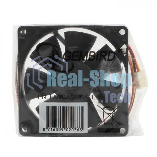 Вентилятор для корпуса Gembird FANCASE/BALL черный, 80 мм, 2600 об/мин, 27 дБ, 3 pin