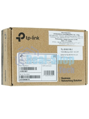 Модуль TP-Link SFP 1000Base-BX WDM Bi-Directional SFP module, TX: 1310 nm and RX: 1550 nm, 1 LC Simplex port, up to 2 km transmission distance in 9/125 μm SMF (Single-Mode Fiber), Supports Digital Diagnostic Monitoring (DDM).
