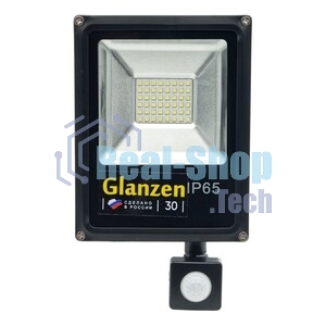 Прожектор GLANZEN FAD-0012-30 светодиодный c датчиком движения 30Вт 6000 к sip