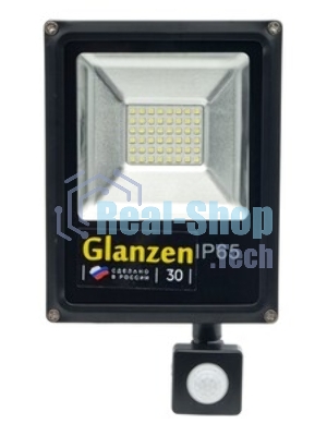Прожектор GLANZEN FAD-0012-30 светодиодный c датчиком движения 30Вт 6000 к sip