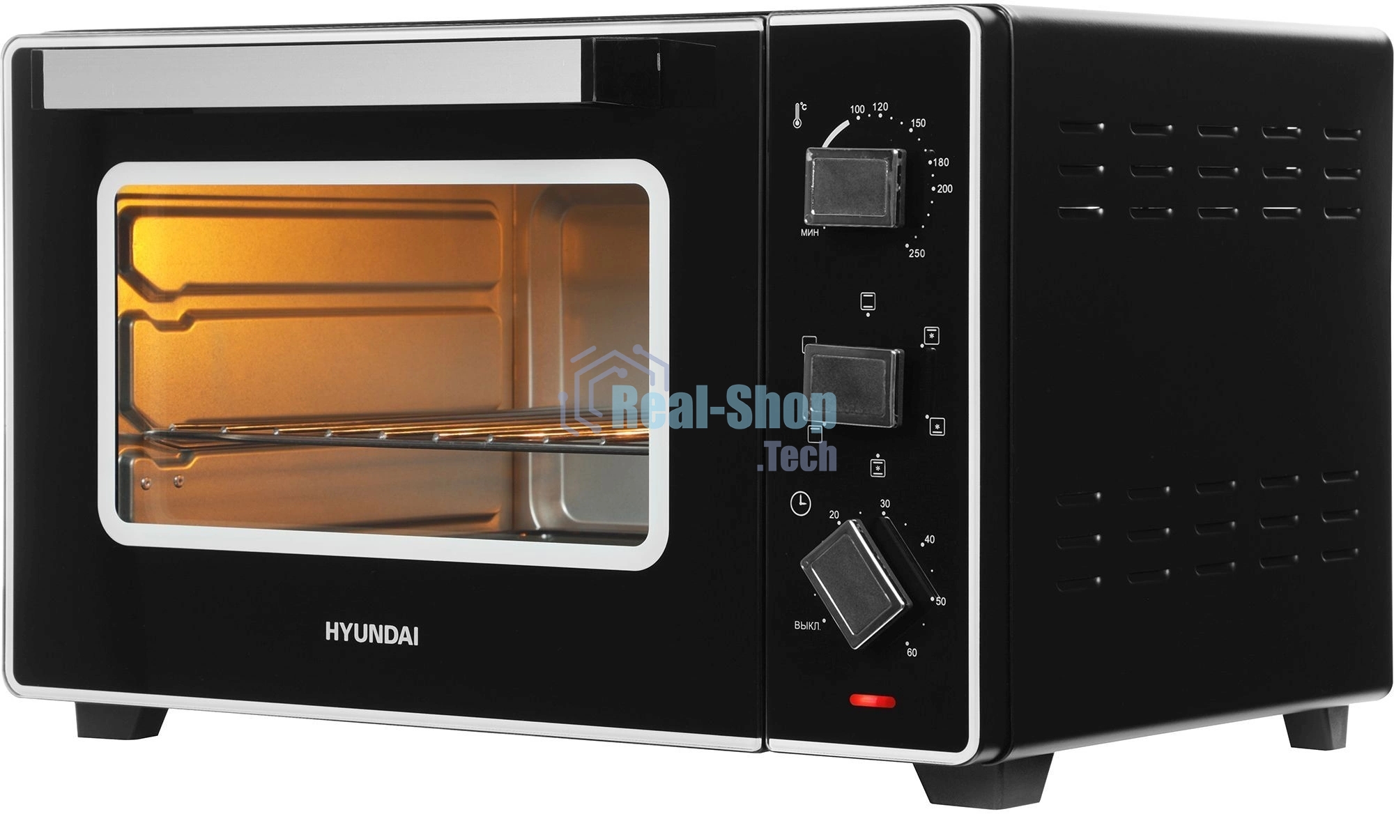 Мини-печь Hyundai MIO-HY093 28 л, 1600 Вт, черный