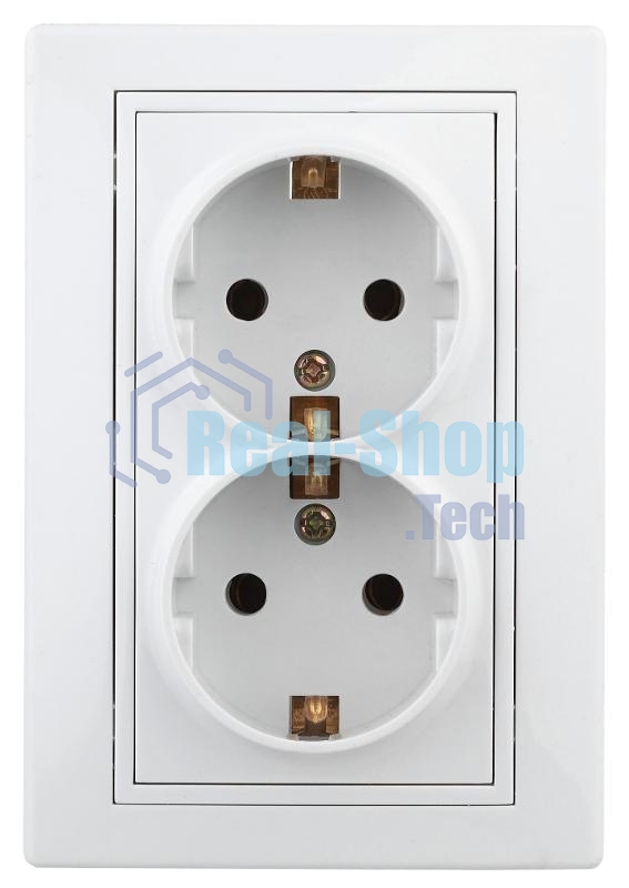 Розетка 2-м СП Plano 1Э-205-01 16А IP20 250В 2х2P+E Schuko без лапок бел. Intro Б0038830