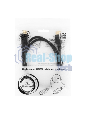 Кабель Cablexpert HDMI CC-HDMI4L-1M, 19M/19M, v2.0, серия Light, позол.разъемы, экран, 1м, черный, пакет