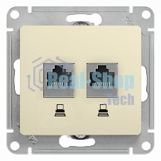 Механизм розетки комп. 2-м Glossa RJ45+RJ45 кат. 5е беж. SchE GSL000285KK
