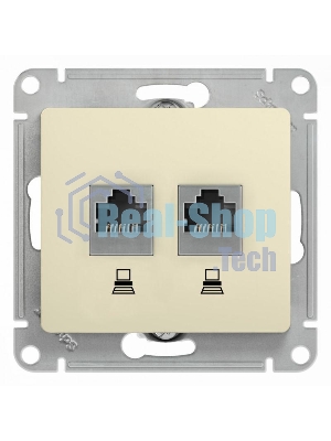 Механизм розетки комп. 2-м Glossa RJ45+RJ45 кат. 5е беж. SchE GSL000285KK