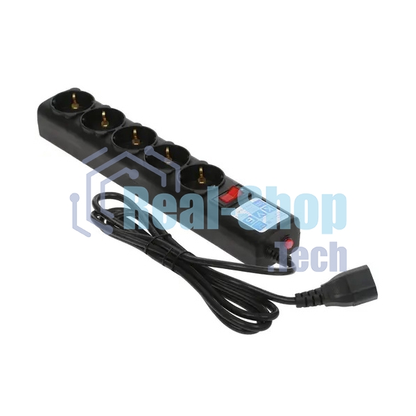 Сетевой фильтр Surge protector Power Cube 1.9m for conn. to UPS(C14) 5 outlets, 10A черный/графит