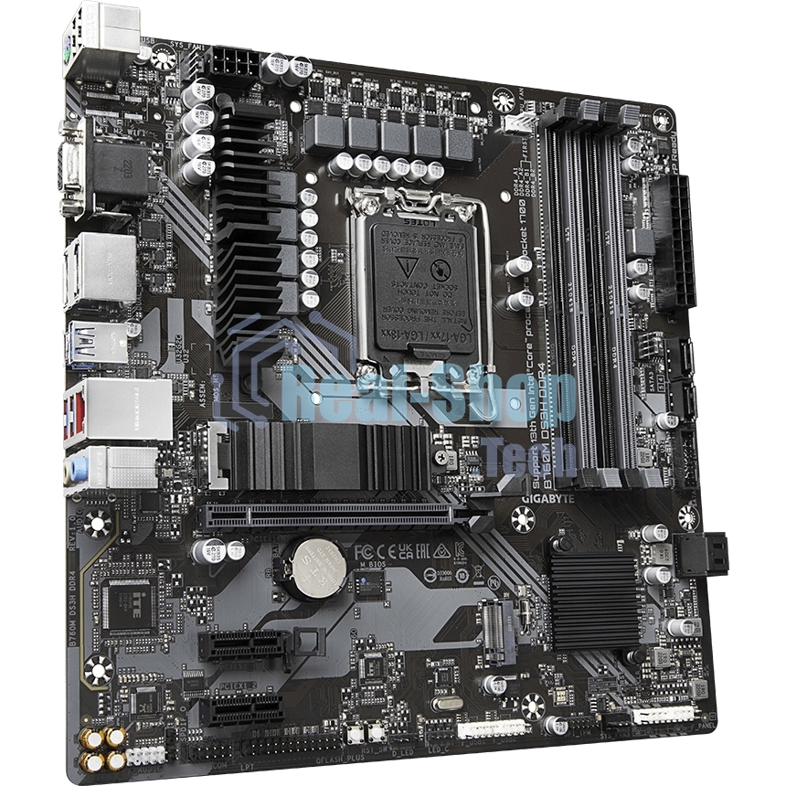 Материнская плата Gigabyte B760 DS3H DDR4, LGA 1700, Intel B760, 4xDDR4, 4xSATA, 2xM.2, 1xPCIe 4.0 x16, 4xPCIe 3.0 x1, 1xHDMI, 1xDP, 1x 1Gb LAN, 1xUSB 3.2 Gen 2, 1xUSB 3.2 Gen 2x2, 4xUSB 2.0, 3x3.5 мм, 7.1, ATX