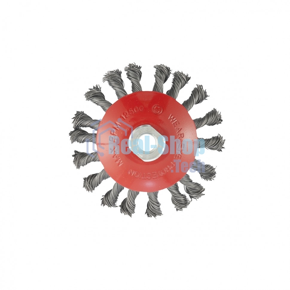 Щетка Matrix для УШМ, 115 мм, М14, Тарелка, крученая проволока 0,5 мм