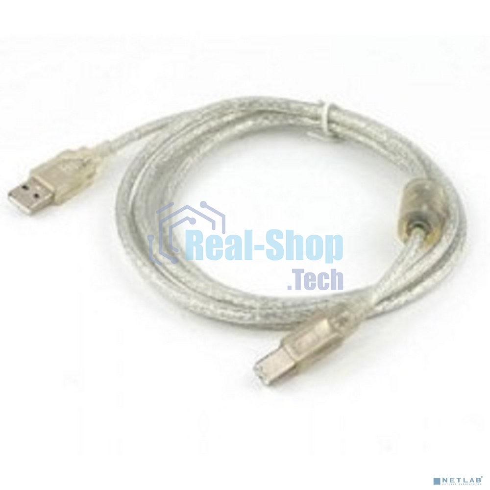Кабель Cablexpert USB2.0 Pro, AM/BM, 2м, экран, 2 феррит.кольца, прозрачный (CCF-USB2-AMBM-TR-2M)