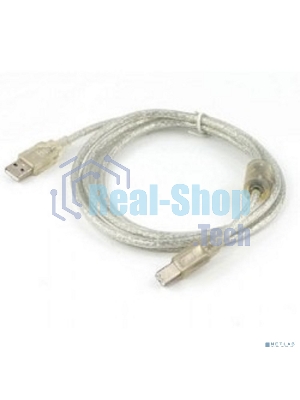 Кабель Cablexpert USB2.0 Pro, AM/BM, 2м, экран, 2 феррит.кольца, прозрачный (CCF-USB2-AMBM-TR-2M)