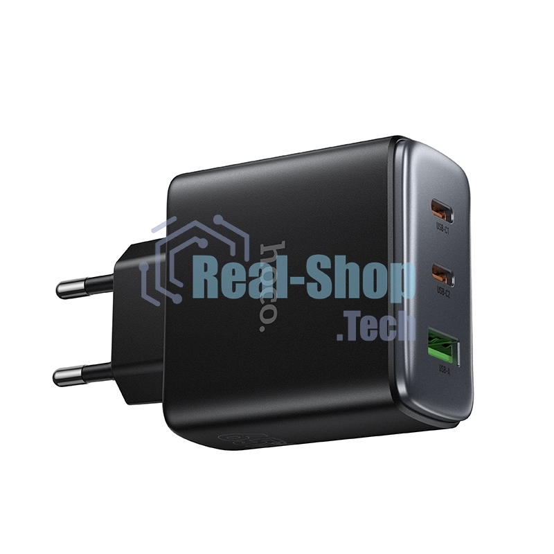 Зарядное устройство Hoco 65Вт, 3.25А, QC3.0/PD, 1xUSB, 2xType-C, C160A, черный, коробка