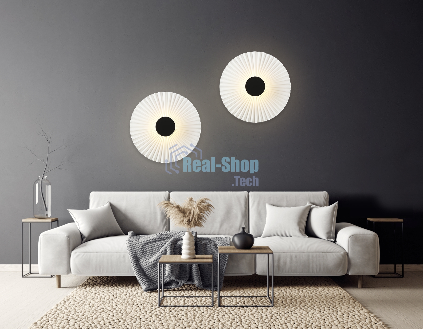 Настенный светильник Ambrella light LH72641 BK/WH черный/белый 6W 3000K D300*100